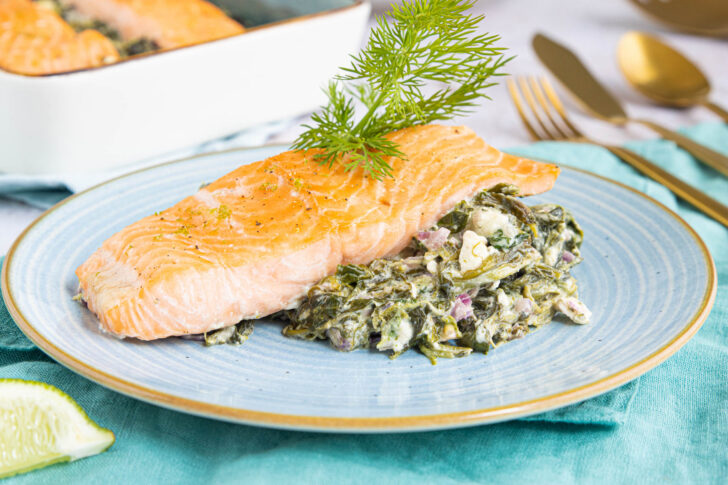 Lachs mit Spinat aus dem Ofen