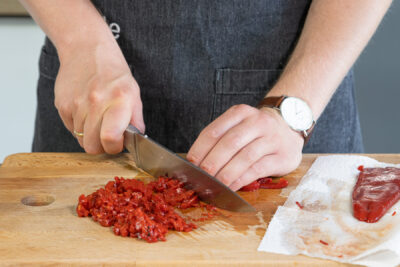 Paprika klein schneiden
