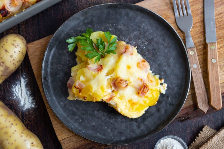 Kartoffelgratin mit Schinken.