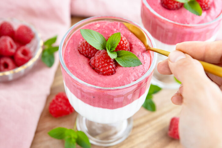 Schnelles fruchtiges Himbeerdessert