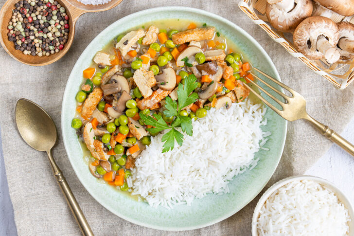 Veganes Hühnerfrikassee