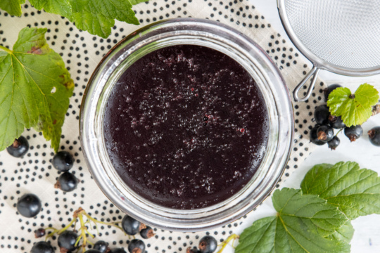 Schwarze Johannisbeermarmelade ohne Kerne