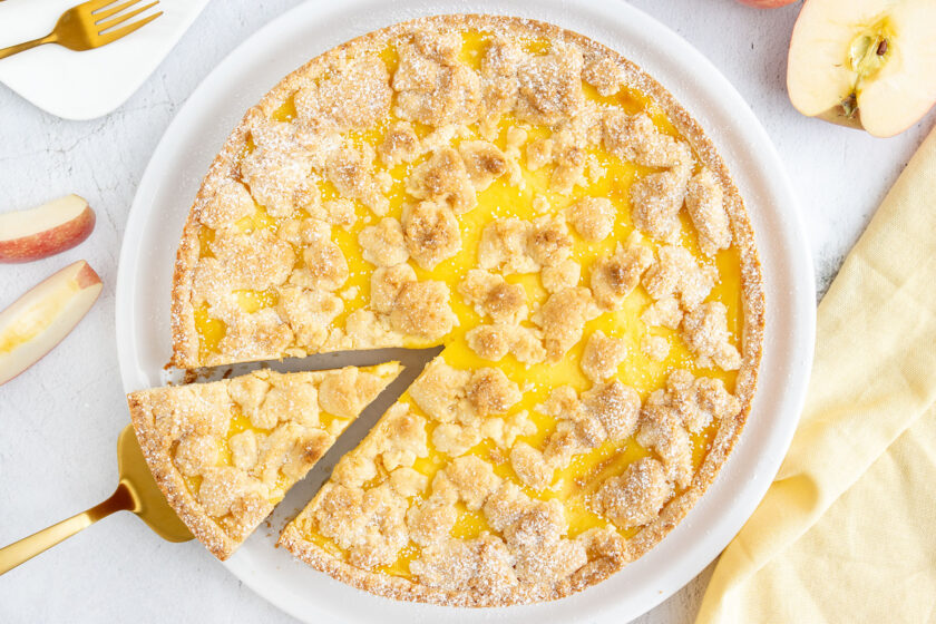 Apfelkuchen mit Vanillepudding