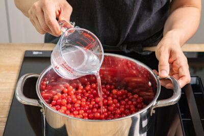 Wasser zu Johannisbeeren geben