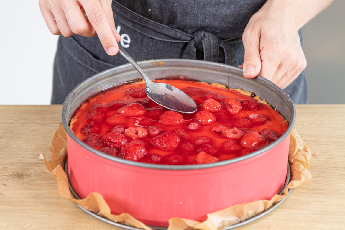 Käsekuchen mit Himbeeren