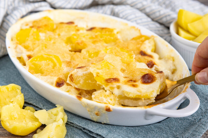 Kartoffelgratin mit gekochten Kartoffeln