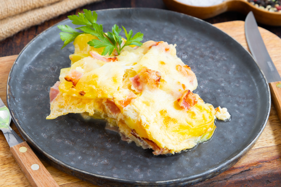 Kartoffelgratin mit Schinken | Rezept- eat.de