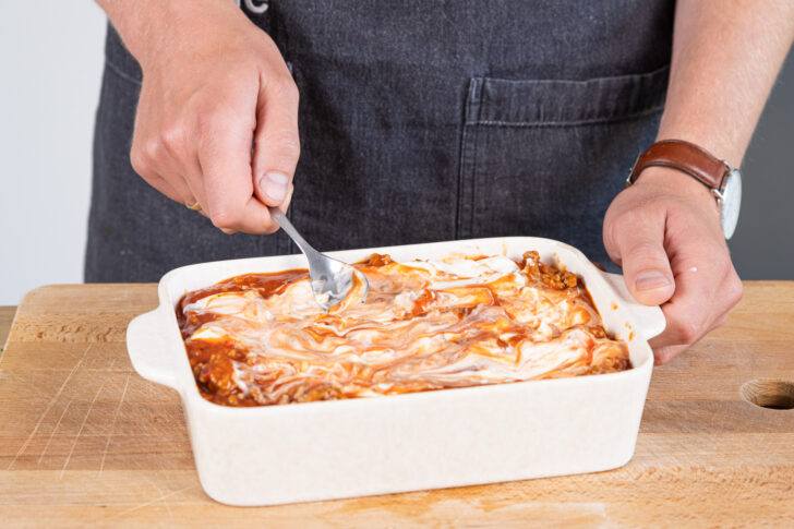 Crème fraîche dazugeben