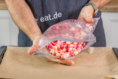 Pinkes Popcorn trocknen