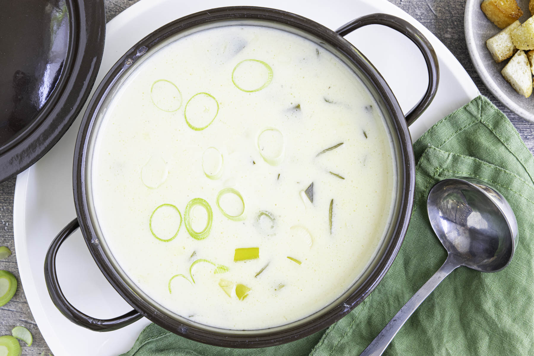 Vegetarische Käse-Lauch-Suppe
