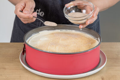 Fantakuchen mit Zimt und Zucker bestreuen