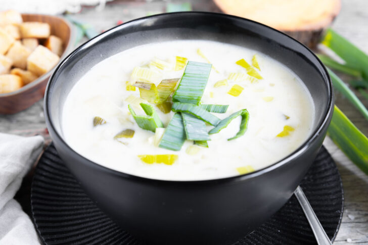 Vegetarische Lauchsuppe.