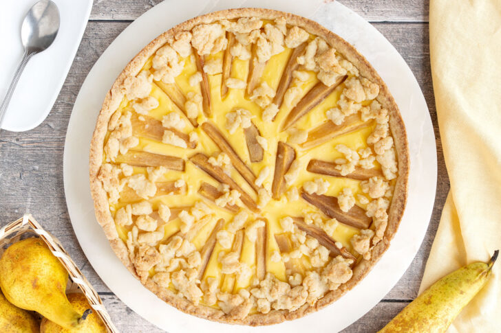 Birnenkuchen mit Pudding