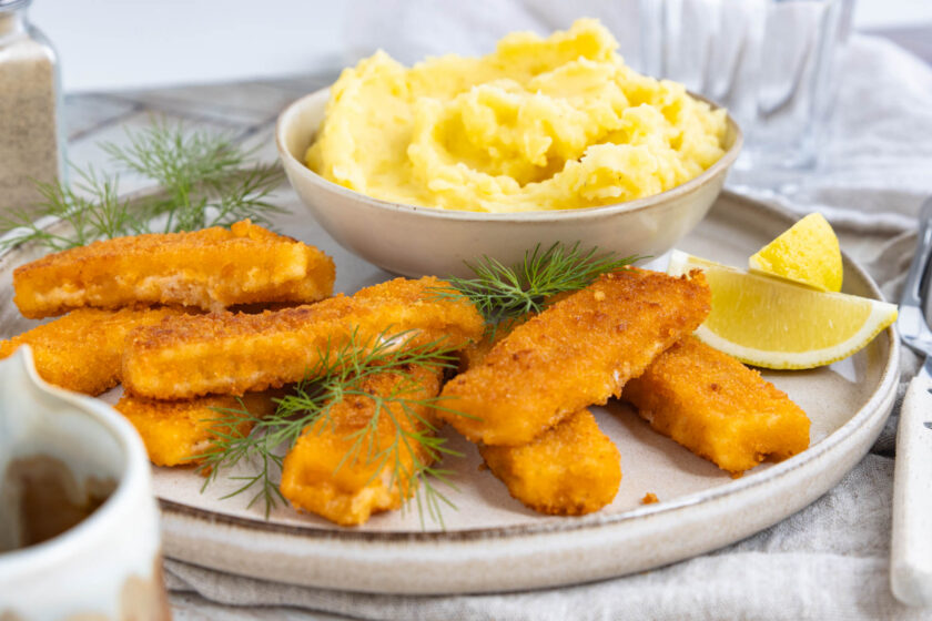 Fischstäbchen mit Kartoffelbrei