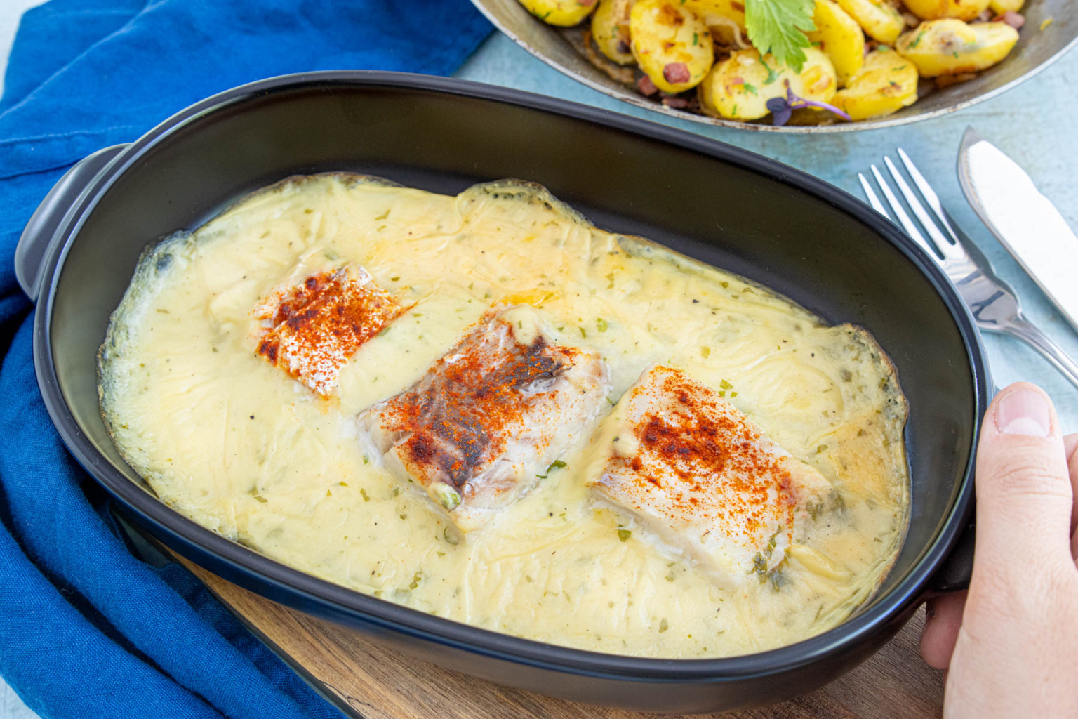 Kabeljau im Backofen mit Senfsauce | Rezept