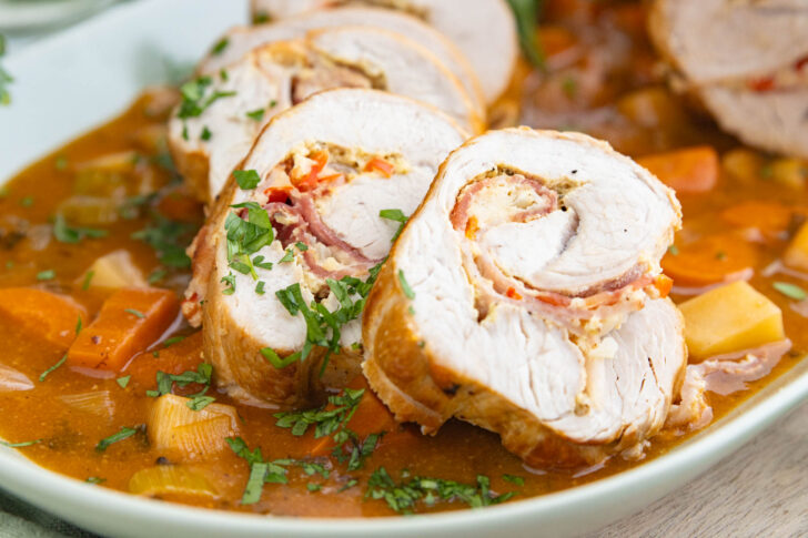 Putenrollbraten im Topf