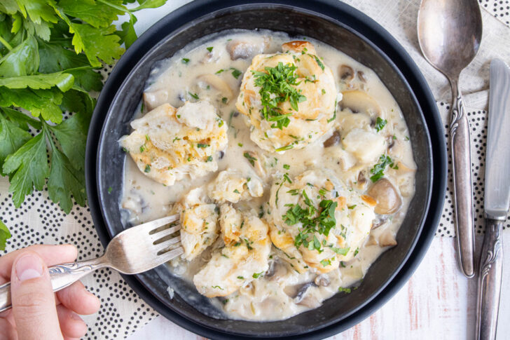 Semmelknödel mit Pilzrahmsoße