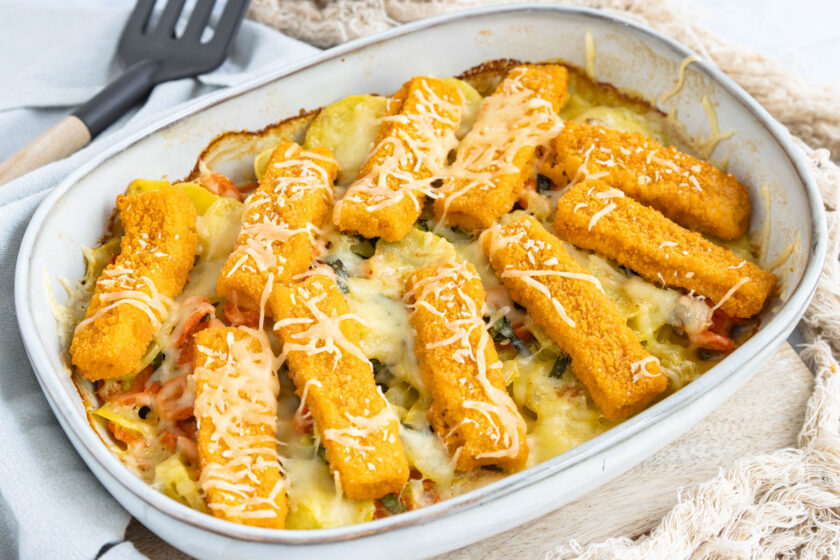Fischstäbchen-Auflauf mit Gemüse