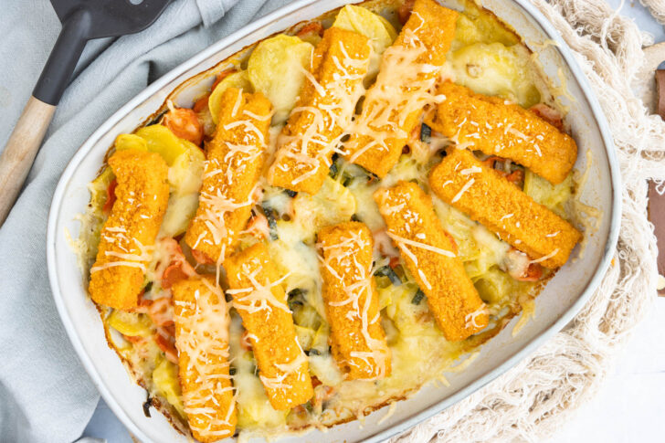 Fischstäbchen-Auflauf mit Gemüse