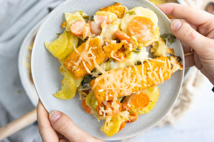 Fischstäbchen-Auflauf mit Gemüse