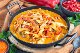 Paprika-Putengeschnetzeltes mit Rahmsoße