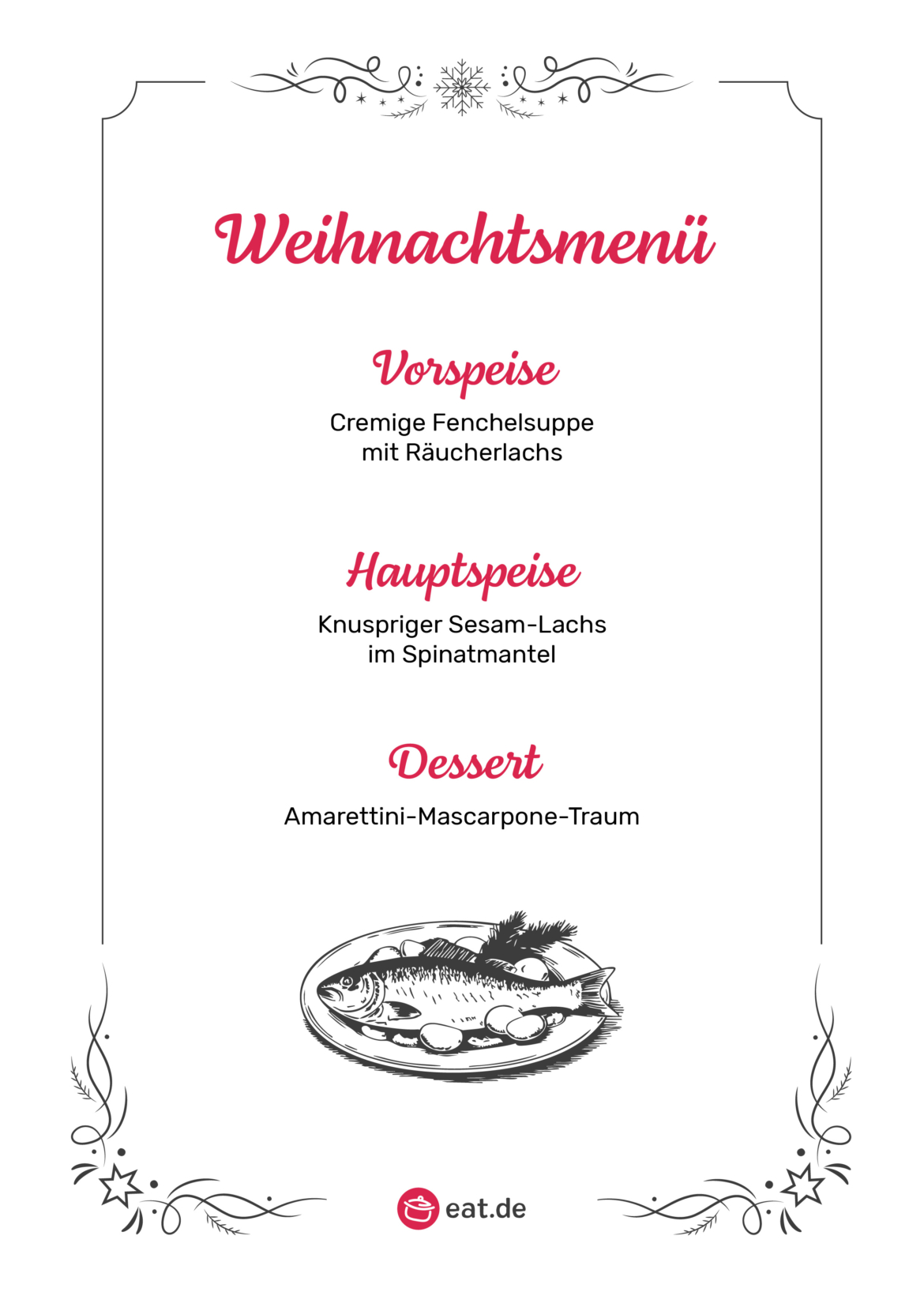 Weihnachtsmenü mit Fisch