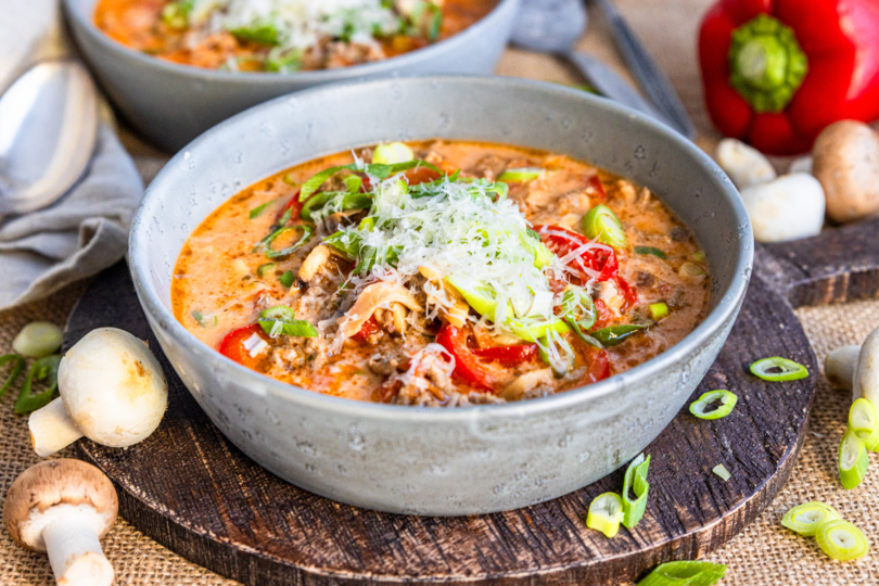 Paprika Hack Suppe Mit Schmelzkase