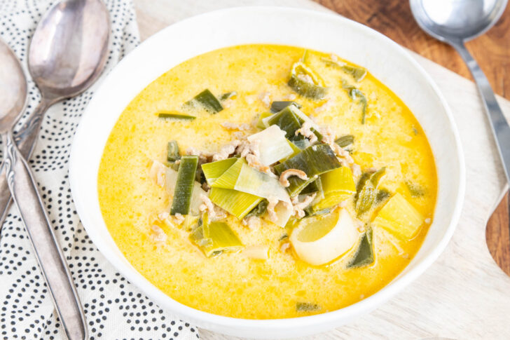 Lauchsupppe mit Hackfleisch