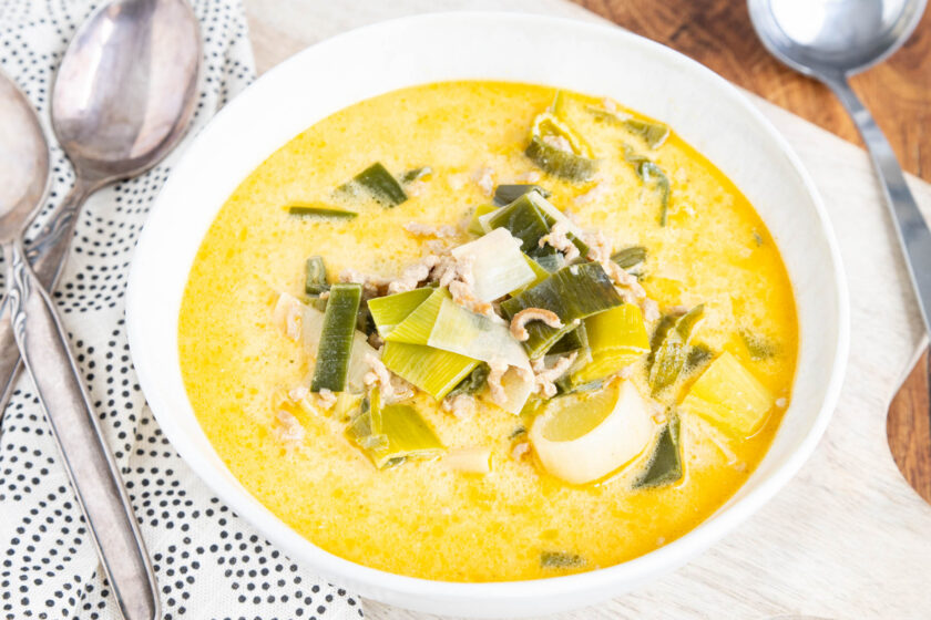 Lauchsupppe mit Hackfleisch