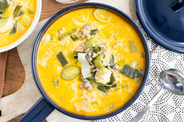Lauchsupppe mit Hackfleisch