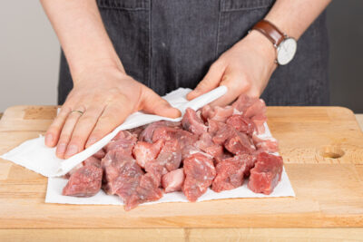Fleisch abtupfen