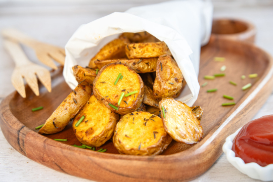 Rohe Kartoffeln in der Heißluftfritteuse