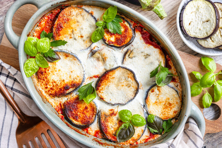 Vegetarischer Auberginenauflauf mit Ricotta