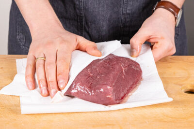 Rindfleisch abtupfen