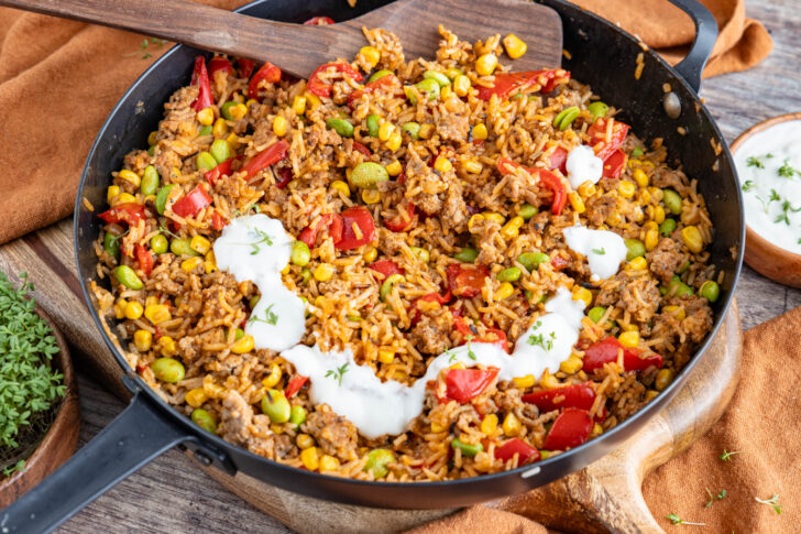 Hackfleischpfanne mit Reis