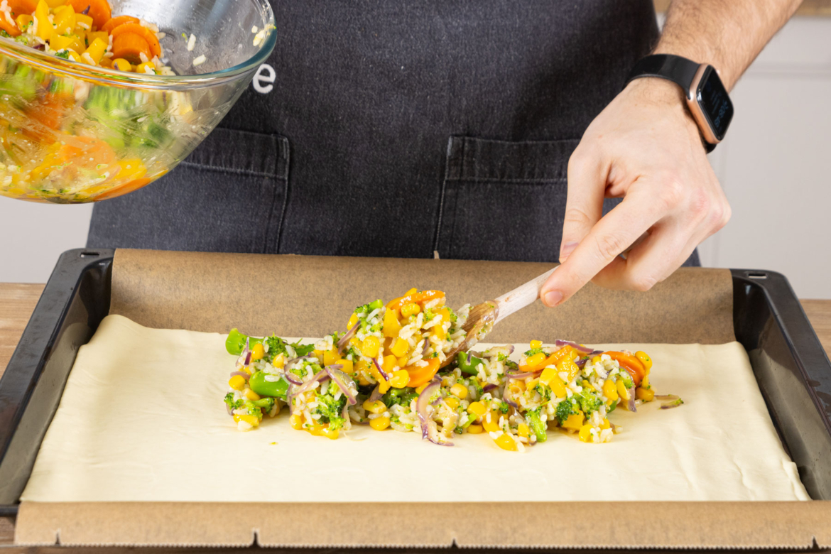 Vegetarischer Gemüsestrudel mit Blätterteig | Rezept