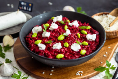 Rote Bete Risotto mit Ziegenkäse