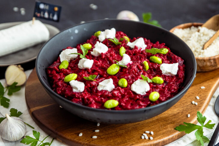 Rote Bete Risotto mit Ziegenkäse