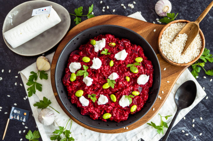 Rote Bete Risotto mit Ziegenkäse