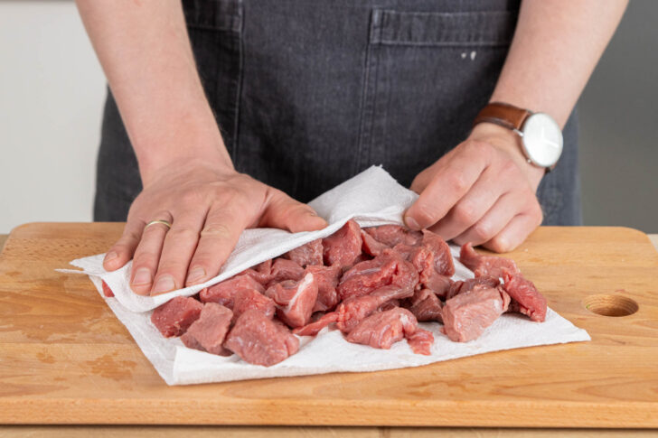 Fleisch abtupfen