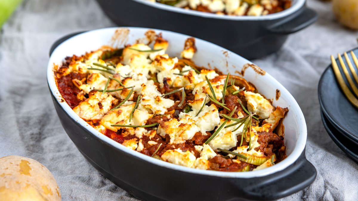 Kartoffelauflauf mit Hackfleisch und Feta