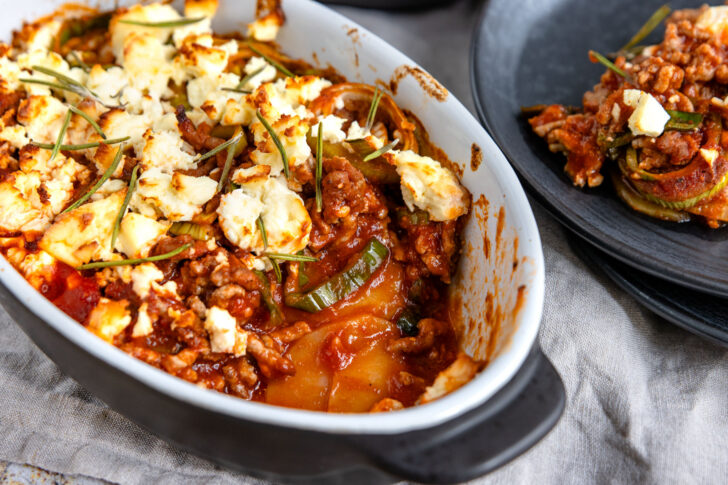 Kartoffelauflauf mit Hackfleisch und Feta