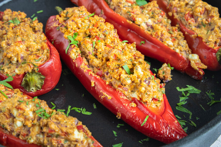 gefüllte Spitzpaprika in Auflaufform