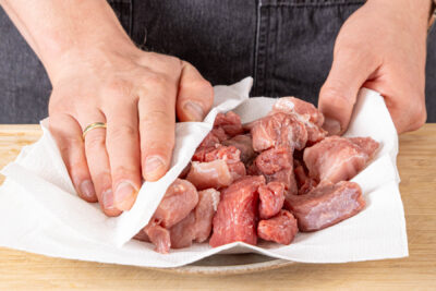 Fleisch trocken tupfen