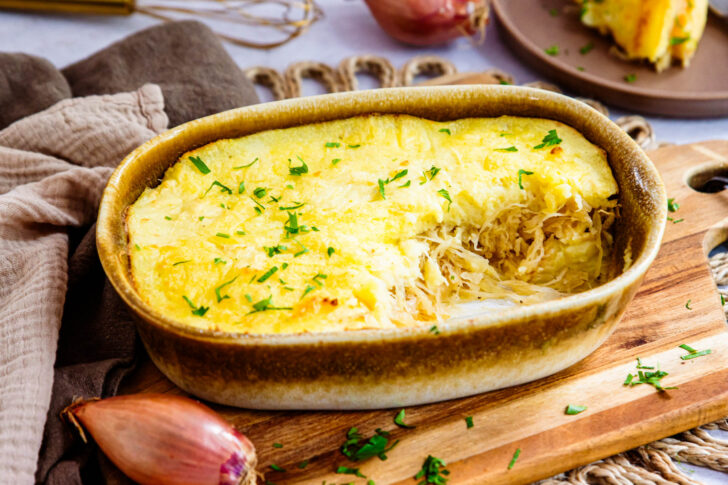 Sauerkrautauflauf mit Kartoffelpüree