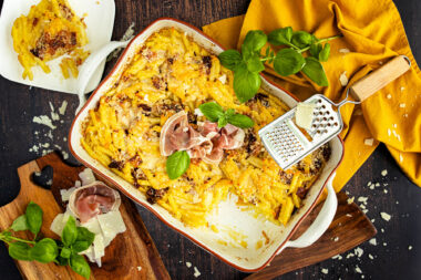 Carbonara-Auflauf Vogelperspektive