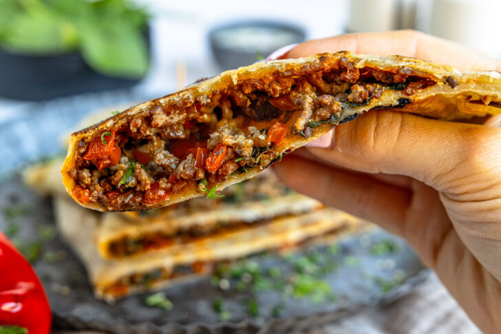 Gözleme mit Hackfleisch und Spinat