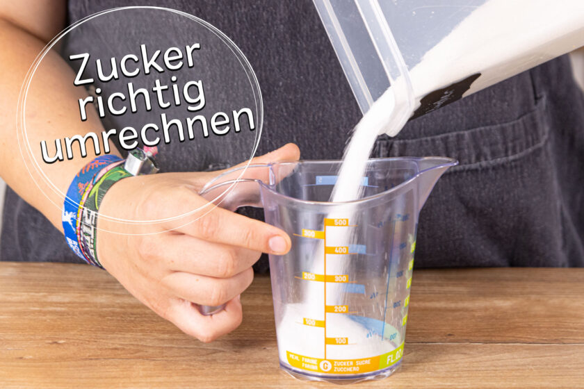 Titel Zucker von Gramm in Milliliter umrechen
