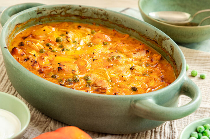 einfache Ofensuppe in der Auflaufform
