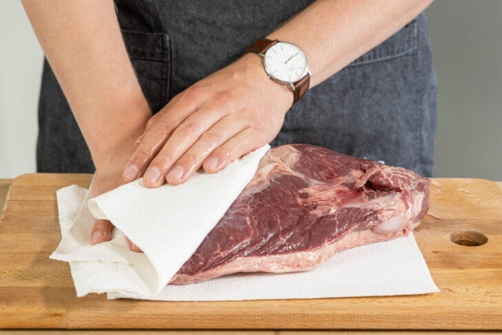 Fleisch abtupfen
